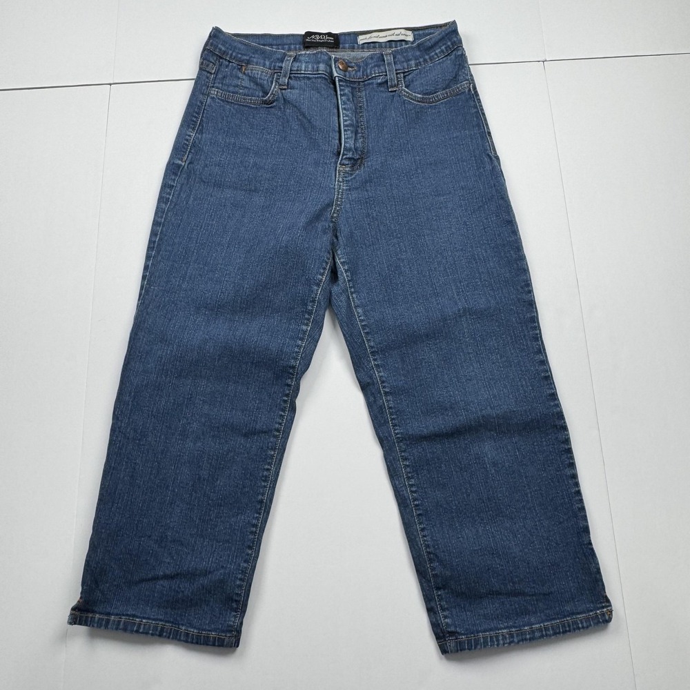 NYDJ Womens 8 Blue Embellished Stretch Straight Leg Jeans 410M Made USA 27x20